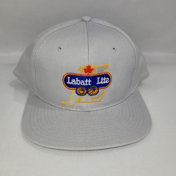 Labatt Lite Beer Vintage Snapback 1980s Hat Solid Back Grey Truckers Cap - Picture 1 of 1